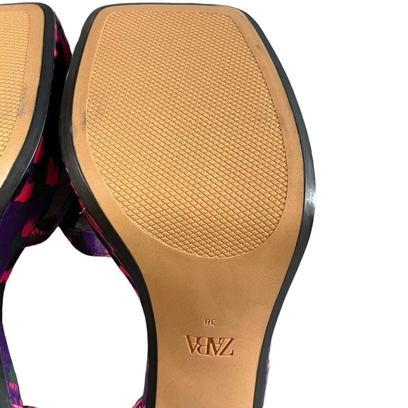 Zara Printed Platform Sandal. Pink Purple Black Size 38 / 7.5 #869 NWOT - Picture 10 of 11